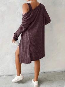 EMERY ROSE Women's Sexy 2 Pieces Blue Dress, Autumn/Winter - Rust Brown - View 2