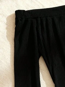 SHEIN Elenzya 一套露肩纯色长袖上衣和迷你裙女装两件套 - 彩色 - 查看 3