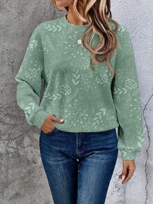 EMERY ROSE Áo sweatshirt dài tay cổ tròn dáng rộng in họa tiết hoa, phong cách thường ngày, dành cho nữ, thích hợp mặc mùa thu/đông. - Nhiều màu - Xem 5