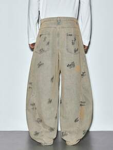 Modcrash 1 pièce Jeans évasés à patchwork vintage de style américain délavé (le produit n'inclut pas la ceinture et les accessoires). Tenue d'été décontractée de style rétro américain, unisexe, coupe ample. Convient pour le port quotidien et les tenues d'été. - Jaune citron - Voir 6