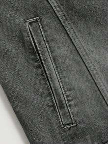 Manfinity Homme Men's Long Sleeve Stand Collar Zip Up Casual Denim Jacket Men Jeans Jacket