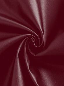 SHEIN PETITE Falda larga de piel sintética de moda para mujer - Burdeos - Ver 3