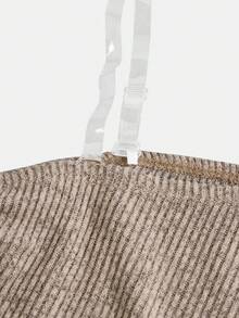 Firerie Kids Firerie Kids 两件套少女休闲针织不对称领T恤和阔腿裤套装，适合秋冬季日常休闲穿着 - 卡其色 - 查看 4