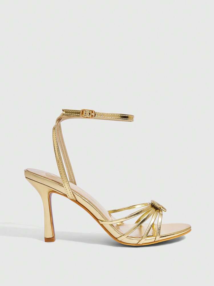 CUCCOO SZL Women's Fashionable Elegant Commute Metallic Heeled Sandals For Christmas