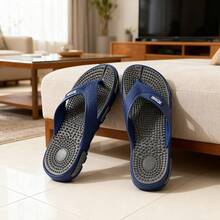 Chanclas de masaje para hombres | Chanclas de dedo antideslizantes con colores contrastantes modernos, versátiles para casa, exterior, playa y fiestas, chanclas casuales cómodas y de moda en México - NAVY GREY - Ver 4