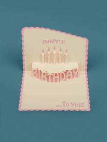 SHEIN Creative Multi-Purpose Birthday Greeting Card 3D Three-Dimensional Happy Birthday Greeting Card Ins Bronzing Foldable Cute Birthday Gift Blessing Creative Cake Card A Pack - Baby Pink - View 12