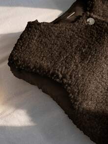 Genkimix Kids Genkimix Young Girl Girls Casual Solid Color Faux Wool Vest Jacket, Versatile Coffee Color Jacket, Suitable For Outings, School, Indoor Casual Wear - Coffee Brown - View 8