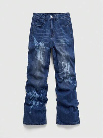 Street Life Jeans en denim imprimé décontracté pour hommes