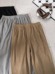 SHEIN Explorewe 男童休闲纯色直筒裤