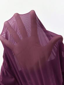 Maija 女士纯色立领插肩袖修身休闲简约衬衫，都市通勤商务休闲外套，感恩节、圣诞节、新年派对、婚礼宾客、办公室穿着的优雅之选，基础休闲款 - 中紫紅色 - 查看 8