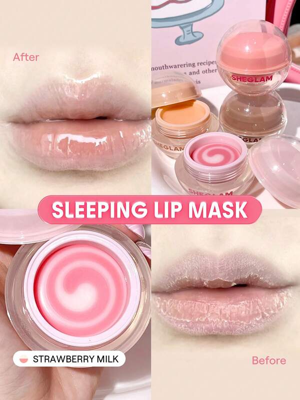 SHEGLAM Sweet Dreamz Maschera Notte Per Labbra-Strawberry Milk Marchio Bellezza Trucco Cosmetico Per Donne Ragazze Perfetto Per Autunno Inverno Ideale Per Y2K Elegante Moda Adatto Per Compleanno Natale Presente Festa Pronto Migliore Colore
