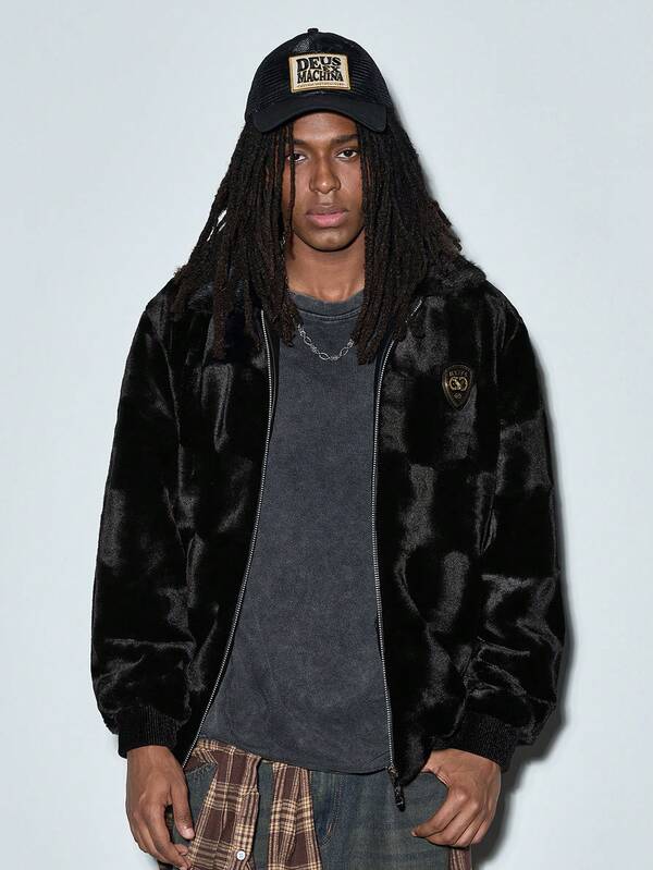 Men's Fashionable Turndown Collar Premium Mink Thermal Lined Thick Warm Coat, Fall/Winter