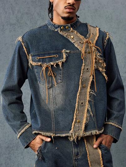 Street Life Men's Vintage Motorcycle Jacket, Brown-Yellow Collar