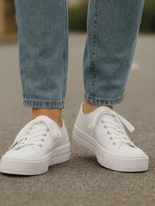 TENIS PARA MUJER, CASUALES, COMODOS, OFICINA, COLEGIO, MODA, TODAS LAS TEMPORADAS - Blanco - Ver 3