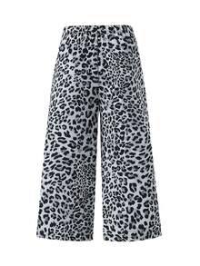 SHEIN Sparklyn Quần ống đứng họa tiết da báo rộng rãi cho bé gái và bé gái, thích hợp cho các buổi đi chơi hàng ngày, có thể kết hợp với nhiều loại áo phông và áo nỉ bó sát, mùa thu - Nhiều màu - Xem 2