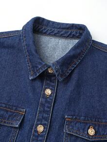 GlowEve 女士休闲通勤牛仔夹克，秋季 - 藍色 - 查看 5