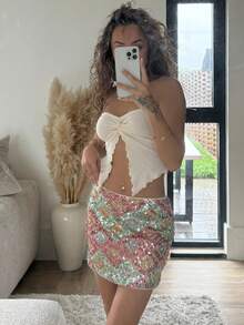 RebeccaVibe 女士时尚度假拼色亮片装饰迷你裙 - 彩色 - 查看 5