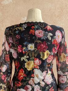 Soleia Váy ngắn tay cánh bướm họa tiết hoa ren viền cỡ lớn dành cho nữ, thích hợp cho kỳ nghỉ, mùa thu/đông - Nhiều màu - Xem 8