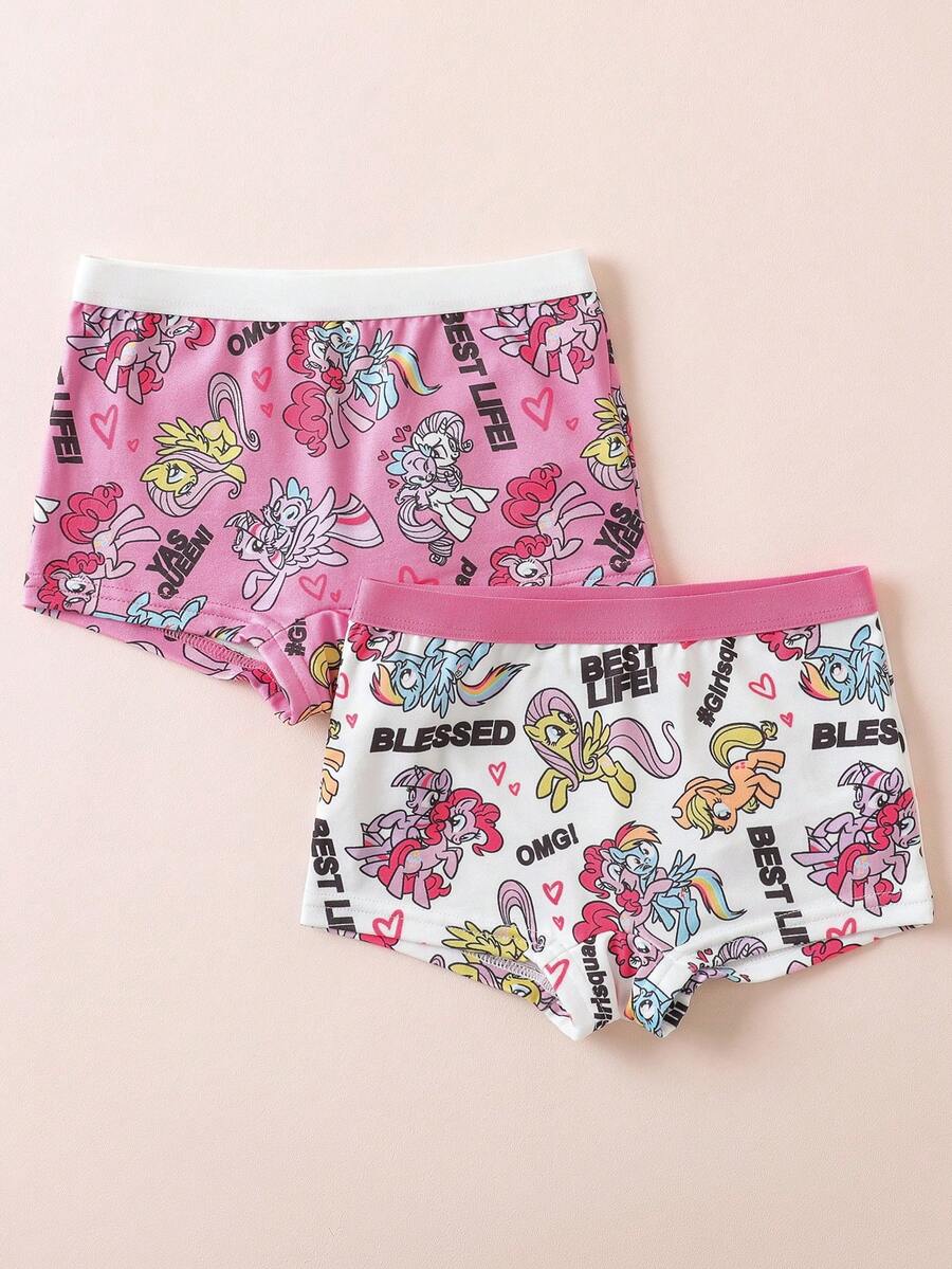 My Little Pony X SHEIN 年轻女孩舒适可爱卡通图案内衣
