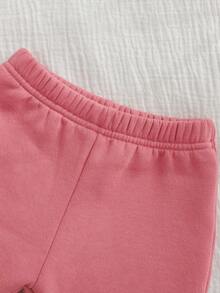 Cozy Pixies Conjunto de sudadera con capucha y pantalones acampanados suaves y cómodos para bebés niñas recién nacidas - Rosa - Ver 5