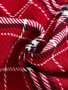 SHEIN EZwear Women's Elastic Waist Plaid A-Line Skirt, Casual School Style - Red - View 6