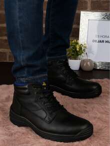 Fratello Select Fratello botas de trabajo color negro para hombre 2600 ZARO, diseño industrial con casquillo de protección de acero, ideales para labores industriales, de construcción o mantenimiento, bota de trabajo para hombre, calzado industrial negro, bota de trabajo resistente, botas de uso rudo, calzado mexicano - Negro - Ver 1