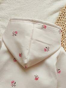 Vintaside Kids 女婴碎花图案保暖连帽外套，适合秋冬季日常穿着，新品上市