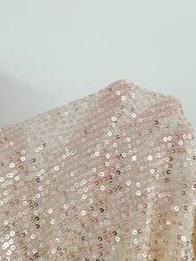 SHEIN Glamour 香槟色性感V领露背吊带无袖褶皱亮片迷你连衣裙，街头风，约会之夜连衣裙，圣诞连衣裙，花卉时尚，优雅高级连衣裙，舞会连衣裙，锐舞派对连衣裙，女士生日连衣裙，派对必备，演唱会连衣裙，夜店连衣裙，闪亮连衣裙，秋冬连衣裙，新年服装，感恩节连衣裙 - 金色 - 查看 7