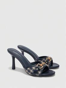 CUCCOO BIZCHIC 女士休闲舒适高跟凉鞋，适合日常穿着，夏季 - 藍色 - 查看 7