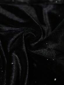 Elenzga Camizolă din catifea cu sclipici pentru femei, mărimi mari, elegantă pentru petrecere, cocktail, Revelion, bar, Crăciun, camizolă neagră strălucitoare versatilă - Negru - Vizualizare 3