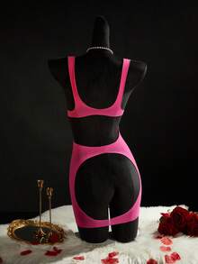 SpicyHot Spicy Hot! Magenta Backless Nightgown, Unique Cut Creates A Sultry, Alluring Atmosphere, Ideal For Captivating Nightlife Looks - Hot Pink - View 2