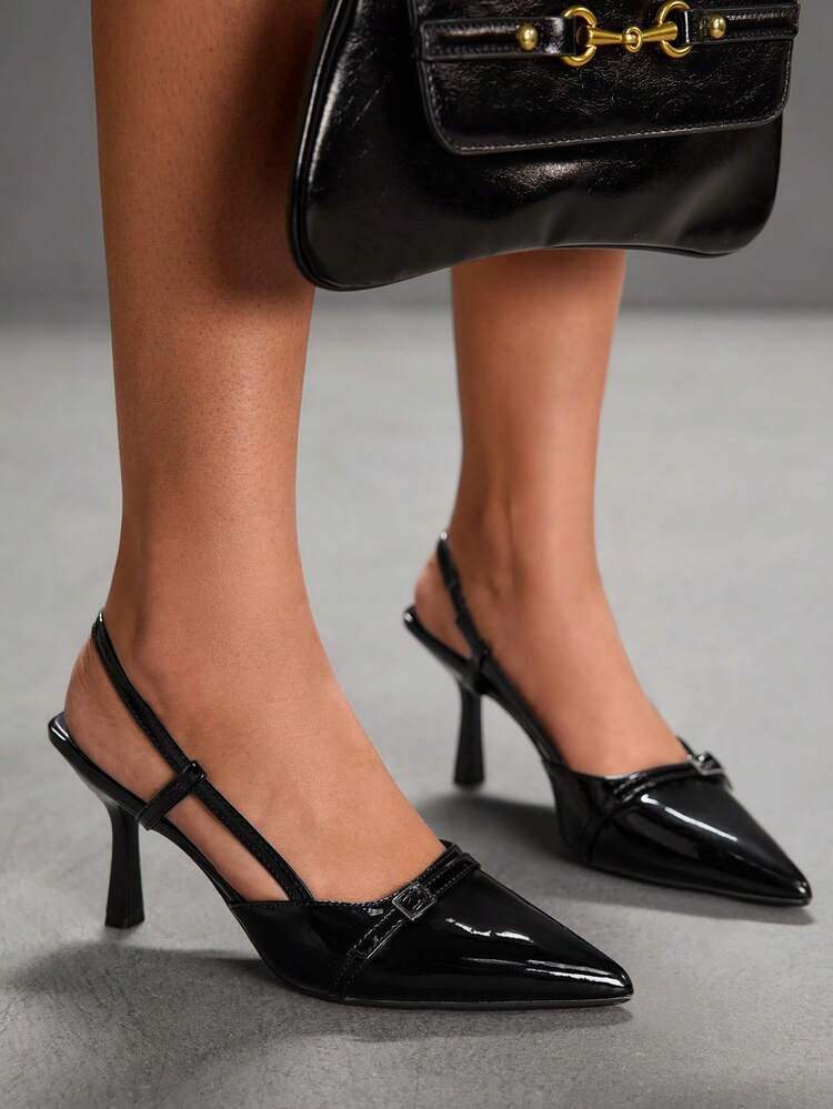 CUCCOO SZL Women's Pointed Toe Buckle Design Fashionable High Heels, Versatile For Daily Wear For Christmas