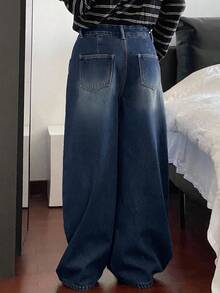 DAZY Vintage Loose Street Washed Distressed Wide-Leg Women Jeans Y2k - Blue - View 2