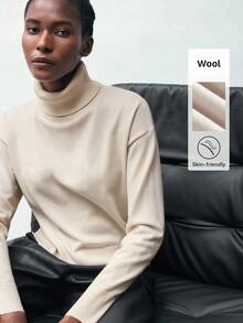 Maija Áo len dài tay dáng rộng cổ lọ 2025 dành cho nữ, thích hợp cho thời tiết chuyển mùa đầu thu - Màu Đỏ Sâu - Xem 2