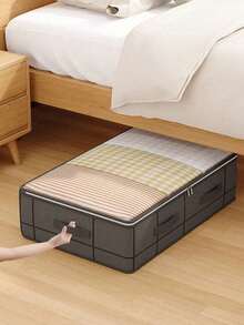 SHEIN 1 件卧室收纳神器，大容量床上用品收纳盒，床下多功能收纳袋，衣物收纳袋，简易家居整理好帮手，让您的空间井井有条，布艺折叠收纳盒，空间魔术师，取用方便，换季无忧。，波西米亚风 - 灰色 - 查看 6