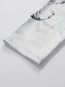 Glimmora Women's Y2K Punk Romantic Vine Print Off-The-Shoulder Fitted T-Shirt, Holiday Gift, Fashion , Grunge, Gothic, Sister Gift, Family Gift, Halloween - Multicolor - View 5