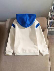 SHEIN Mädchen Lässig Pullover Sweatshirt mit Schleife & Kontrastfarbdruck, bequem für den täglichen Gebrauch, Herbst/Winter - Verschiedenfarbig - Übersicht 2