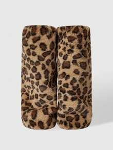 Goth 1 双 Y2K 复古毛绒焦糖色豹纹动物图案腿套，时尚简约百搭风格，适合通勤、上学、购物、派对、万圣节、圣诞节等场合 - 焦糖色 - 查看 1