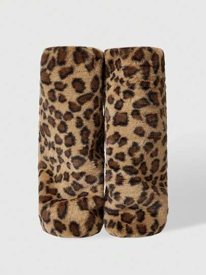 Goth 1 Paar Y2K Retro flauschige karamellfarbene Leopard Muster Textur Tiermuster Stulpen, modischer minimalistischer Wildstil, geeignet für Pendeln, Schule, Einkaufen, Partys, Halloween, Weihnachten und andere Anlässe