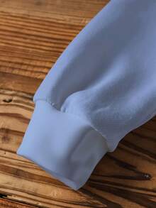 BATMAN X SHEIN 年轻男孩秋冬休闲蝙蝠标志和字母图案撞色条纹落肩保暖套头衫 - 白色 - 查看 4