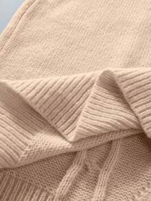 Manfinity Homme Men's Casual Cable Pattern Turtleneck Long Sleeve Sweater, Autumn/Winter - Apricot - View 6