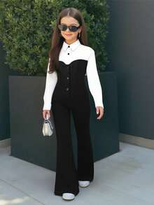 Firerie Kids NovaGlow Tween Girl Tween Girls 2pcs Casual Commute Shirt & Leggings Set, Black Shirt Top & Pants - Black - View 9