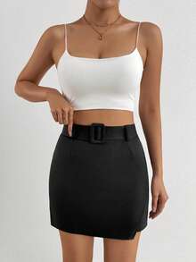 Chiquease 休闲女装 - 度假休闲简约风单件半身裙 - 黑色 - 查看 9