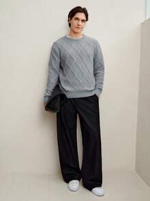 RONVEXI Men's Casual Crew Neck Long Sleeve Knit Sweater, Versatile For Autumn/Winter Fall - Grey - View 4