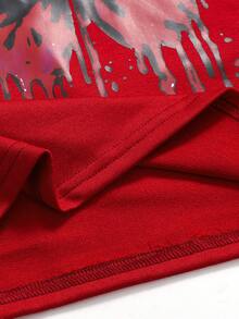 SHEIN Felpa con cappuccio casual e ampia, maniche lunghe, versatile per ragazze pre-adolescenti - Bordò - Visualizzare 7