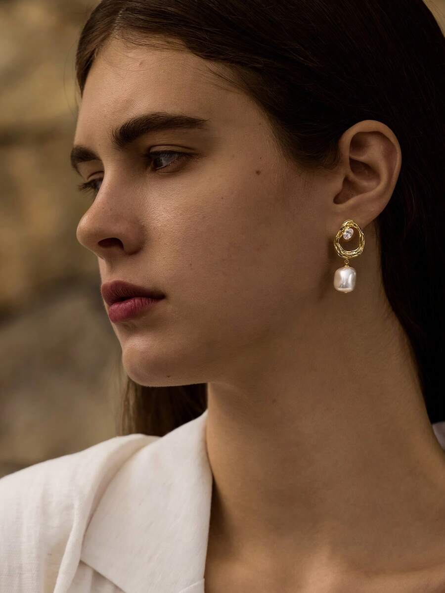 Opalesca Minimalist Pearl Stud & Drop Earrings For Women, Vintage Luxury Small Design Earrings,Outfits,Old Money,Beaded,Wedding/Bridal Accessories,Fairycore/Fairy,Pearl,Flower,Fall/Autumn/Winter,For Mom/Women/Girl/Mother,Elegant,Premium