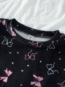 2 Piece Sets Teen GirlBow Print Velvet Long Sleeve Top And Pants Pajama Set Teen Long Sleeve Pajama Bow Pajamas Cute Pj Set Tween Girls Pajama Set Bow Teen Girl Clothes - Multicolor - View 6