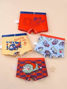 4条装 男童卡通字母印花休闲平角内裤