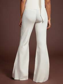 L'Amorae Flare Leg Sweater Pants For Airport - White - View 3