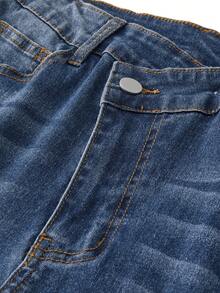 SHEIN ChillGRL Y2K Fashion Versatile Popular Heavy Washed Elastic Flare Jeans For Teenage Girls - Medium Wash - View 5